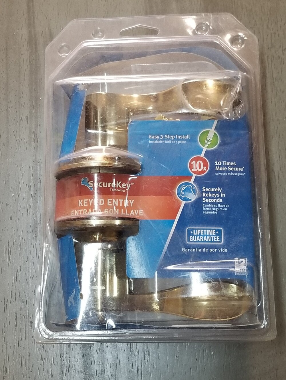 Schlage Secure Key Keyed Entry Set Bright Brass FLAIR LEVER F51 V ACC 505 NEW